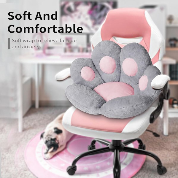 Cat's Paw Cushion Kawaii Chair Cushion 27.5 x 23.6 inches (Approx. 69.9 x 59.9 cm) Cute Cushion Comfortable Lazy For Gaming Chair Room Decor Gray