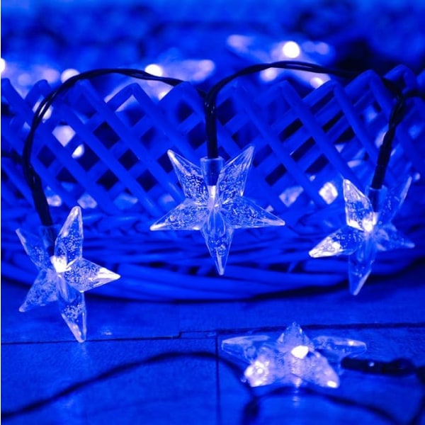 Sun Star String Light, Solar Outdoor Fairy Tale Light Solarstar String Light Outdoor Waterproof (6M 30LED, sininen)