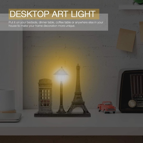 Eiffeltornet Staty Vintage Paris Eiffeltornet Nattljus Bordslampa Dekorativa skrivbordsdekorationer för kontorshem
