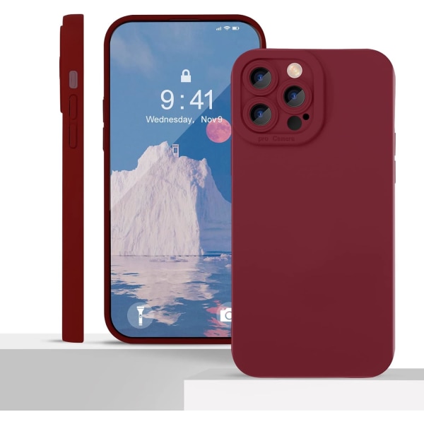 Designed for iPhone 13 Pro Max Case Gel Rubber Full Body Protection Shockproof Cover for Apple 13 Pro Max Only, Shockproof Protective (Wine red)