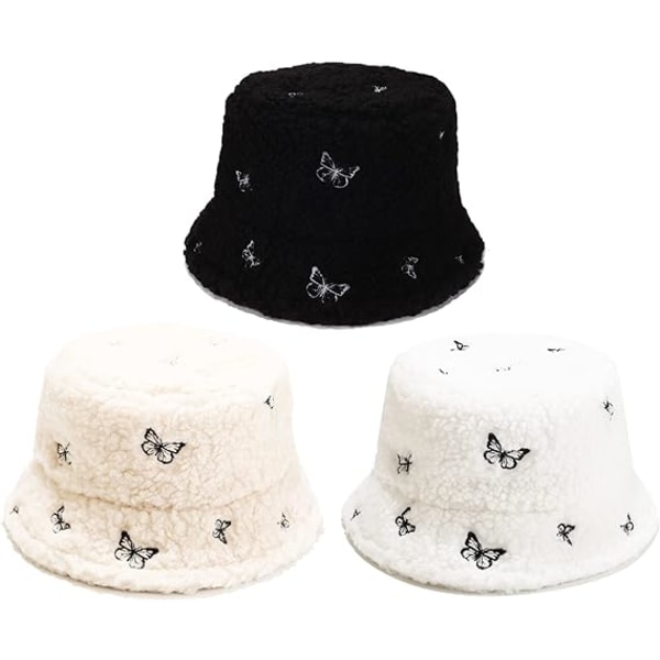 Vinter Plys Fuzzy Bucket Hat Faux Fur Shearling Fiskerhatte til Kvinder