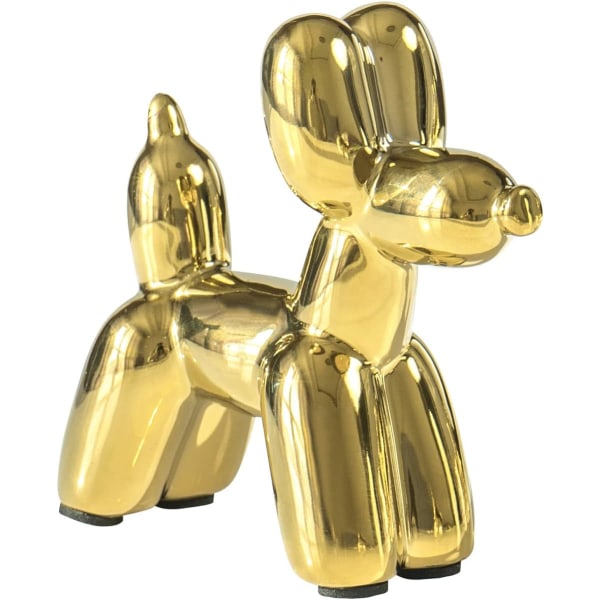 Söt gyllene galvanisering Keramik Ballong Hund Staty Hantverk Vardagsrum Skrivbordsdekorationer, Handgjorda moderna små keramiska djur