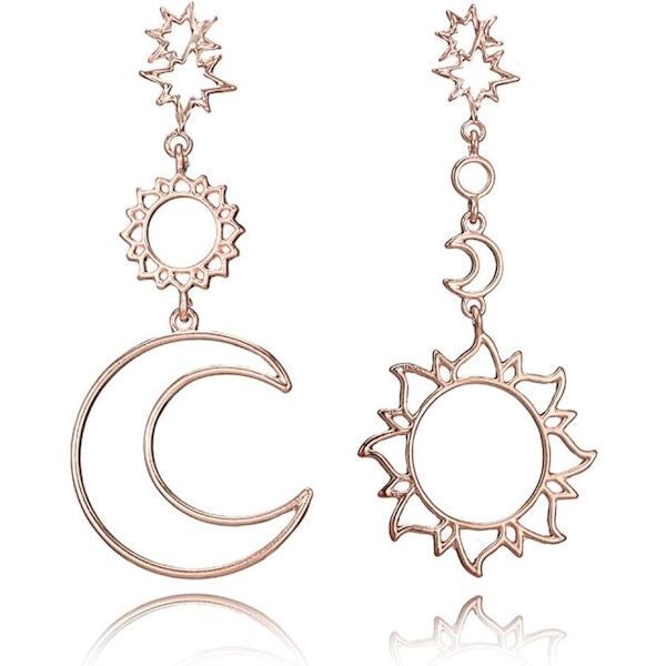 Øreringe til arbejde Små guld chunky hoops kæde hoops røde ørestikker til kvinder 1 par stilfulde søde stjerne måne øreringe (guld, one size)