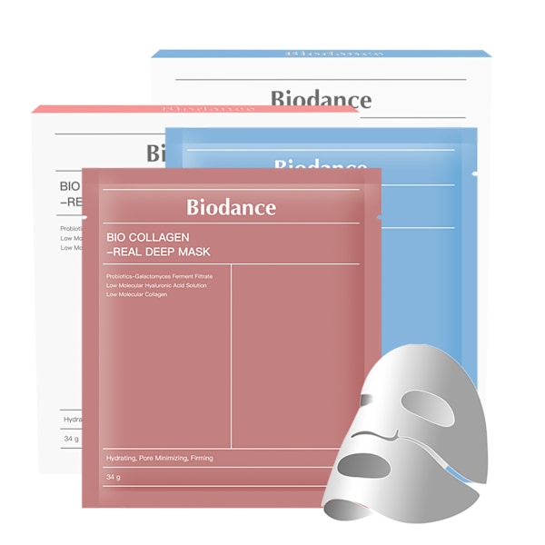 Biodance bio-collagen real deep mask / collagen sheet face overnight mask Pink 1 packs of 4