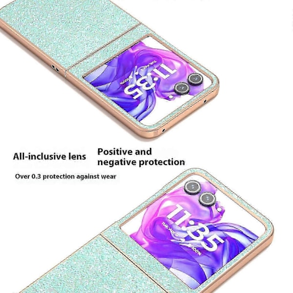 Skal för Motorola Razr 50 5G Elektropläterad Telefonfodral Färgglad Glitterdesign PU+TPU Skyddsfodral Mint Green