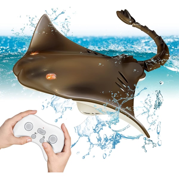 Poolleksaker fjärrkontroll hajbåt, 2,4G hög simulering stingrocka undervattensdjur vattenleksaker för 8-12 år gamla barn