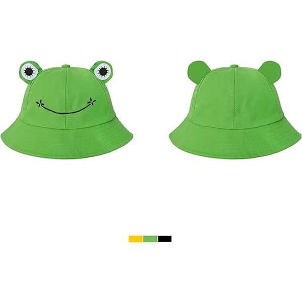 Groda hatt för vuxna tonåringar, söt groda hinkhatt, bomull hinkhatt rolig hatt fiskare hatt för män kvinnor