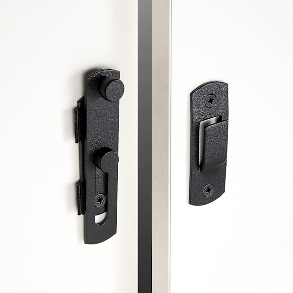 4-pack ladugårdsdörrlås, 3,93 tum x 2,75 tum matt svart rostfritt stål ladugårdsport flip dörrlås tvådelad dörrlås, skjutdörr