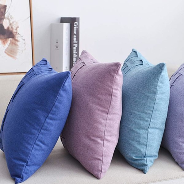 Dekorativt putetrekk i vevd mønster, mykt linstrukturert, ensfarget, firkantet putetrekk til sofa, soverom, bil (GT lilla, 45 x 45 cm)