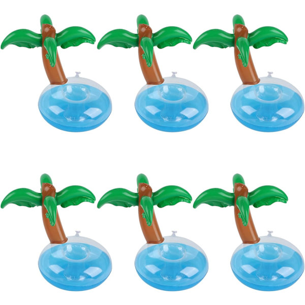 Kleeblatt uppblåsbara dryckeshållare, 6-pack pool dryckeshållare flyter mugghållare dryck flyter, kokosnötsträd flytande dryckeshållare för poolparty