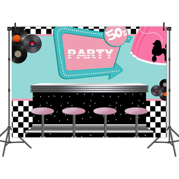 50-luvun Soda Shop -taustakangas vinyyli 7X5FT Takaisin 50-luvulle Rock'n'Roll -juhlat Koristeet 1950-luvun Teemainen Taustakangas Kuvaus Taustakangas