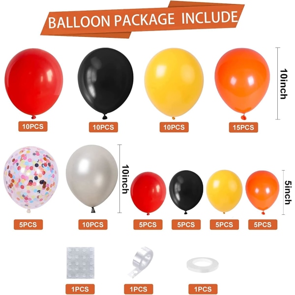 Ballonggirlandersats, 83 st. Svart Orange Gul Konstruktionsballonggirlanderbågesats med konfettilatexballonger för födelsedagsfestdekoration