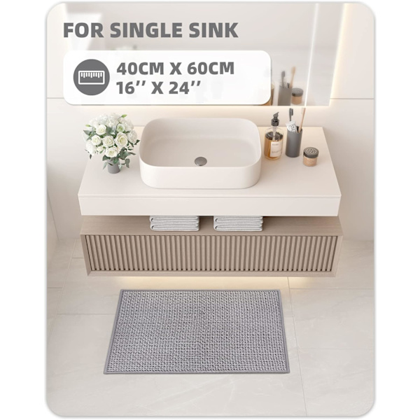 16\"x24\" Chenille Bademåtter - Farve G Tynde Bademåtter Passer Under Døren - Absorberende, Flade, Skridsikre, Bløde, Maskinvaskbare