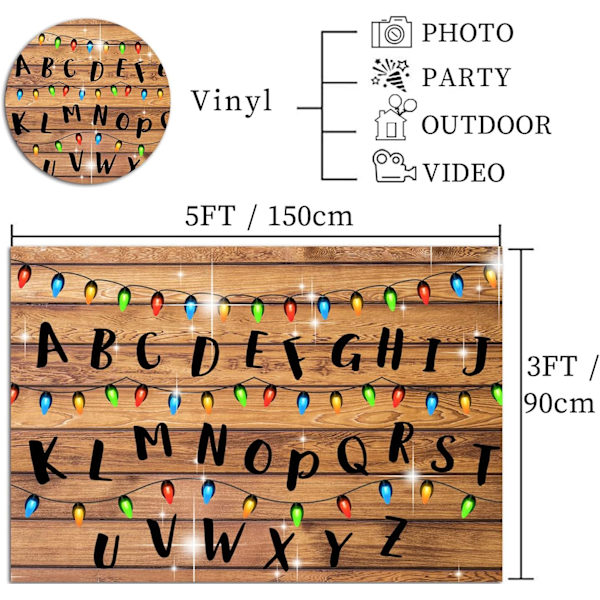 Jouluvalot Aakkoset Valokuvaustausta Rustiikkinen Puinen Stranger Tausta Syntymäpäiväjuhlatarvikkeisiin Valokuvauskoju Rekvisiitta Vinyyli 5X3FT