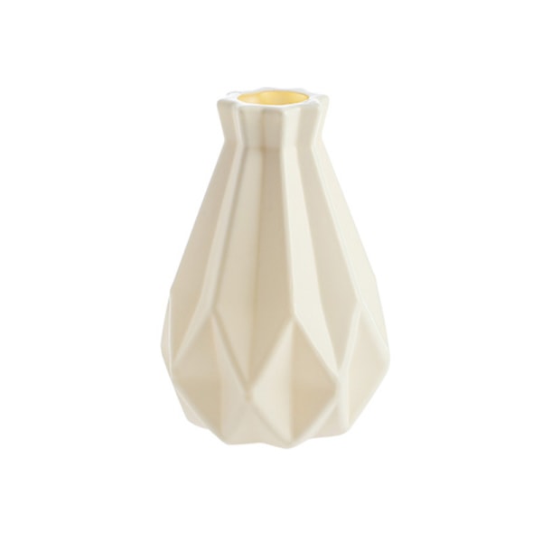 Nordisk moderne anti-fall vase, knusebestandig lett vase høy blomsterpotte moderne design geometrisk dekorasjon (hvit mage)