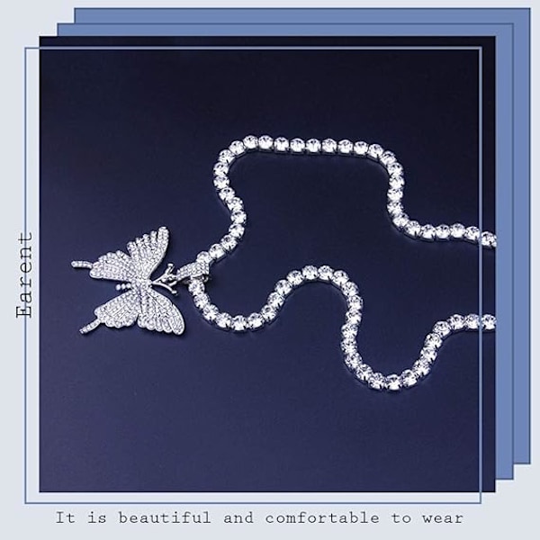 Krystal Sommerfugl Choker Halskæde Rhinestone Vedhæng Halskæder Kæde Funklende Sommerfugl Smykker Mode Fest Tilbehør til Kvinder og Piger