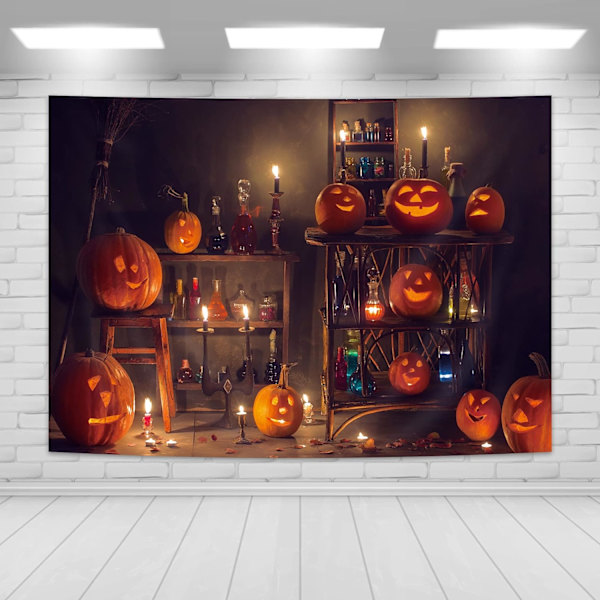 Kurpitsa Halloween-taustakangas 7Wx5H jalkaa Pelottava Yö Kauhu Haudatut Kynttilät Onnellinen Halloween-juhlan Valokuvaustaustat Bannerit Tarvikkeet