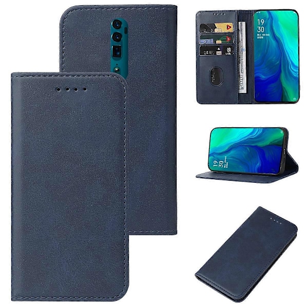 För OPPO Reno 10x Zoom Magnetisk Stängning Läder Telefonfodral Blue