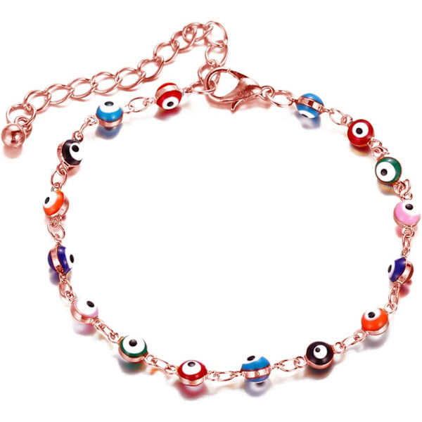 Heyone Dainty Evil Eye Armband för kvinnor, 14K guld Evil Eye kedjearmband för flickor
