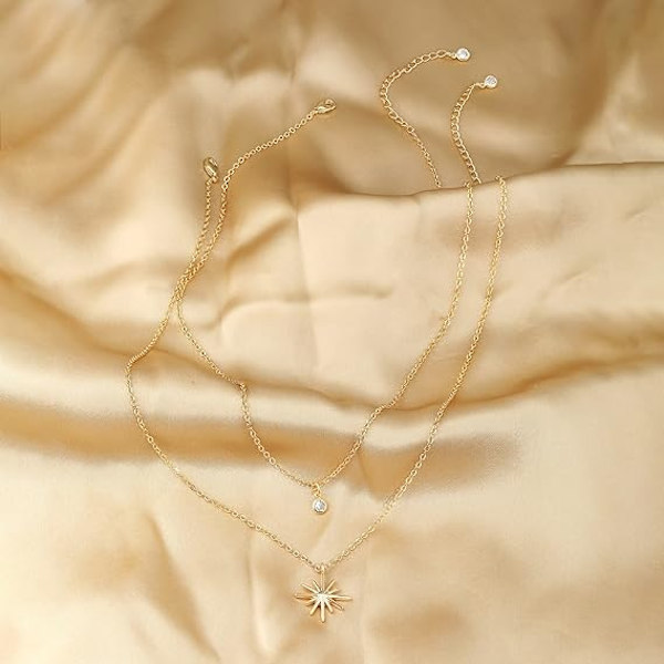 Diamanthalskæder til kvinder, fint guld halskæde 14k guldbelagt lang lariat halskæde enkel guld CZ diamant choker halskæder