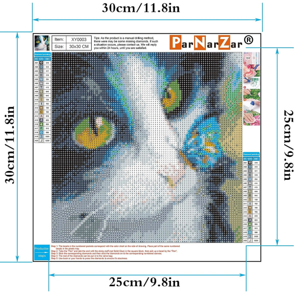 DIY Diamant Fancy Paint Set, Full Round Diamond Fancy Butterfly Kissed Cat, 5D Gemstone Art och Craft Pussel