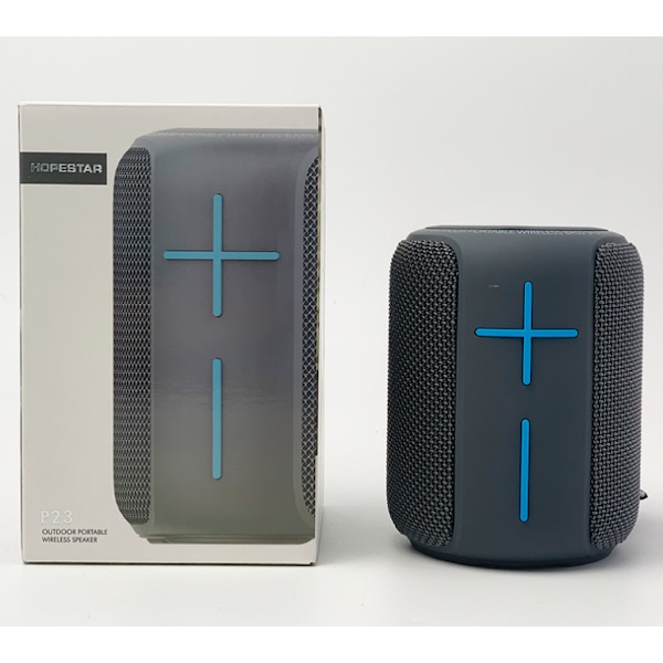 Bärbar trådlös Bluetooth-högtalare, 360 graders bas, vatten-/dammtät 33 meter (100 fot) räckvidd - grå