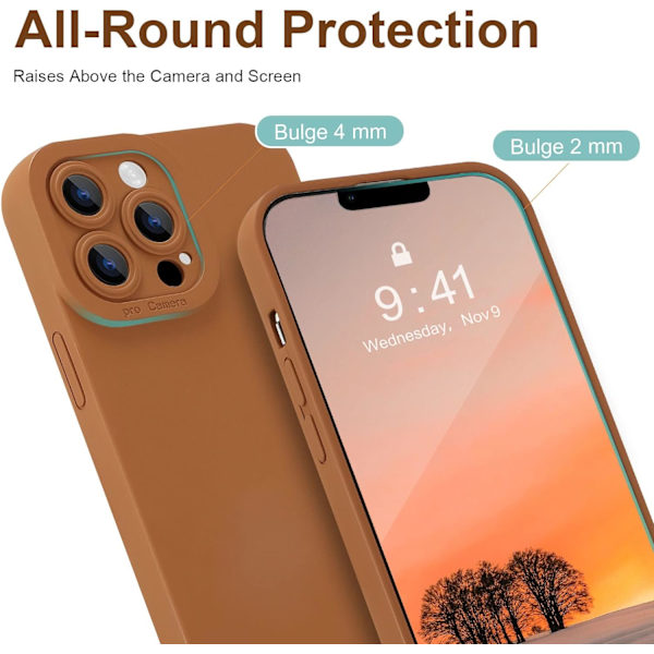 Designad för iPhone 13 Pro Max Skal Gel Gummi Heltäckande Skydd Stöttåligt Fodral för Apple 13 Pro Max Endast, Stöttåligt Skydd (Gyllene Brun)