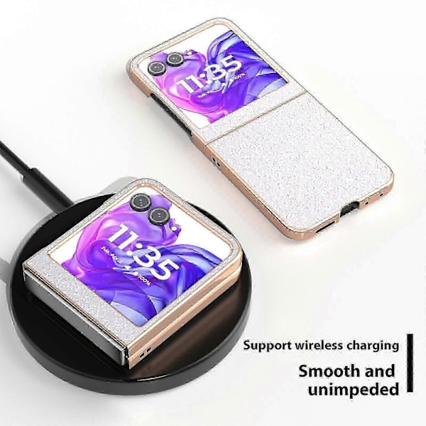 Skal för Motorola Razr 50 5G Elektropläterad Telefonfodral Färgglad Glitterdesign PU+TPU Skyddsfodral Gardenia White