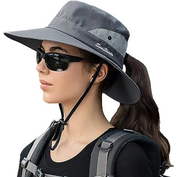 Solhatt Dame Herre 3” Bred Bremskjerm UPF 50+ Fiske Strand Bøttehatter