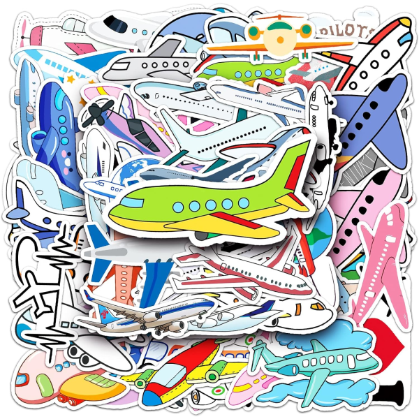 50 stk. flyvemaskiner klistermærker vandflasker bærbar computer bil hydroflasker telefon guitar skateboard kawaii flyvemaskine planner vinyl klistermærke vandtæt