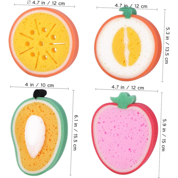 4-pack badsvampar skumbadsvamp söt fruktform barn