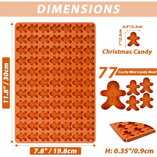 Pepparkaksgubbe Silikonform, 77 Håls Pepparkaksgummi Form, Silikon Pepparkaksgodis Form, Jul Pepparkaksform
