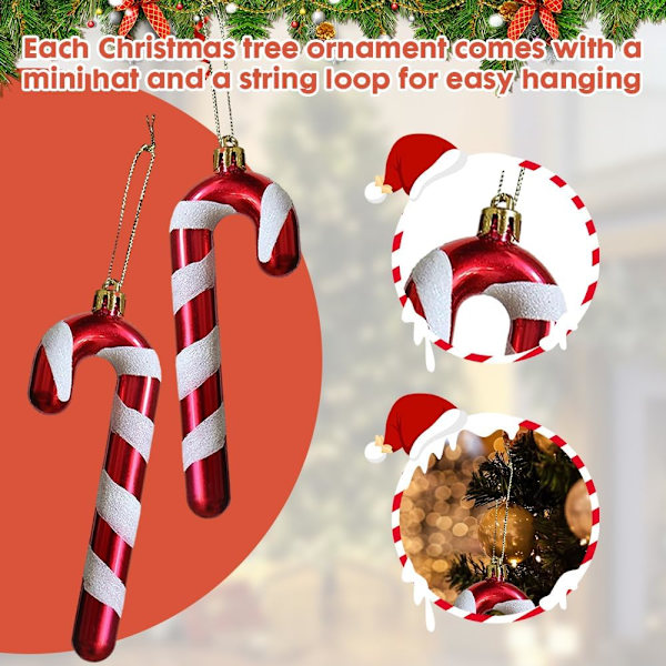 Julgran i plast, 12 st julgransdekorationer, julgranshängande godis, julgransdekorationer, godis för julgransfest