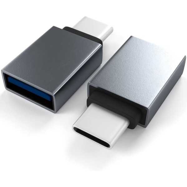 USB C til USB 3.0 Adapter (2-pak), Til USB Adapter Højhastigheds Dataoverførsel (OTG) USB Hun til USB C Han Bærbar, Grå