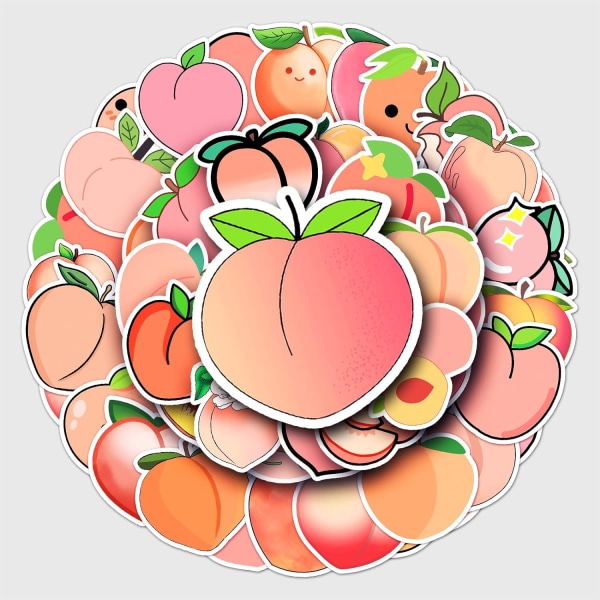 50 pakker Peach Stickers Vannflasker Bærbar telefon Datamaskin Gitar Skateboard Hydroflasks Pink Peach Vinyl Sticker Vanntett Estetisk Trendy