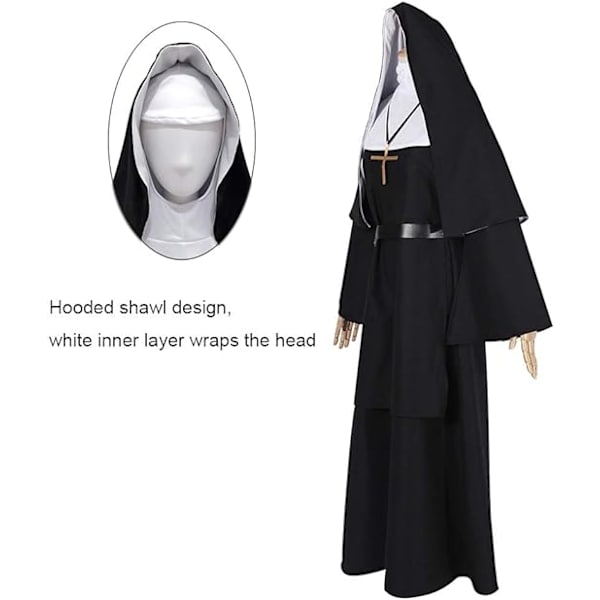 Nonnekostyme Plus Size Skummel Nonneantrekk Prest Halloweenkostyme Svart
