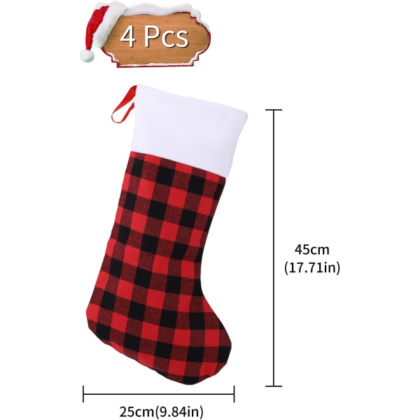 4 Personalised Christmas Stockings Christmas Stockings Plaid Christmas Stockings Hanging Christmas Stockings Gift Bags Hanging Christmas Stockings