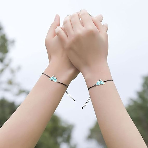 Matchende sommerfugl mor datter armbåndssæt til 2 mors dag valentinsdag jul Thanksgiving fødselsdag gave til kvinder piger