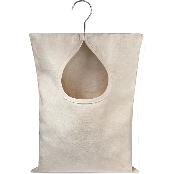 Handy tøjklemmepose med plads til 100 mellemstore tøjnåle, slidstærkt polyestermateriale, krog til ophæng