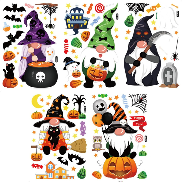 6 Arkkia Halloween-Ikkunatarrat, Halloween-Ikkunatarrat, Tonttu-Ikkunatarrat, Halloween-Ikkunakoristeet