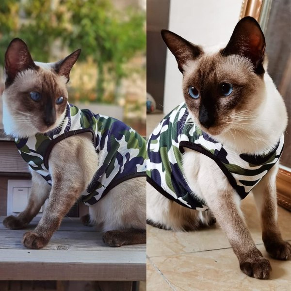 3-pakke lille katte- og hunde-køleveste med camouflage-design | Ærmeløse sommerhunde-T-shirts | Hurtigtørrende åndbar hvalpe-camouflage