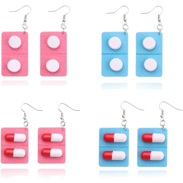 New Cute Wooden Capsule Drop Earrings Funny Lovely Pills Medicine Dangle Earrings For Women Girl Unique Fashion Jewelry Gift