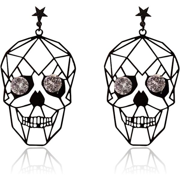 Heyone Delicate Lightweight Metallic Cutout Filigree Hook Dangles Earrings Cute Halloween Skull Studs Earrings Gothic Cool Statement