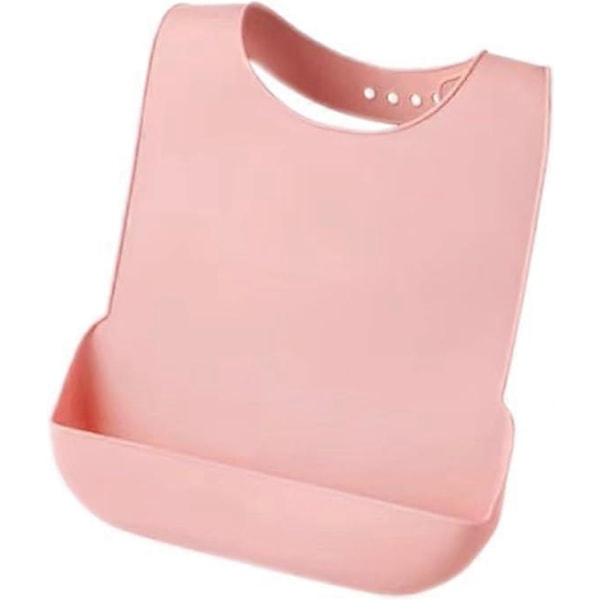 Tvättbara silikonhaklappar för vuxna, justerbar silikonhaklapp för vuxna, vattentät haklapp för äldre med smulskydd, mathaklappar för äldre funktionshindrade Pink XL 52x36cm