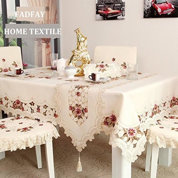 Europeisk rustik bordsduk Handgjord bordsduk rektangulär ihålig cover