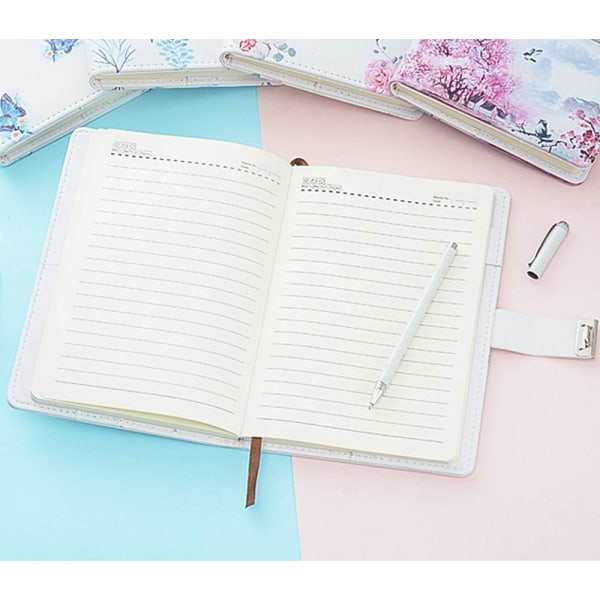 A5 Kreativ Kodeordslås Dagbog, PU Læder Journal med Kombinationslås Kode Notebook Låsning Personlig Dagbog (Stil 2)