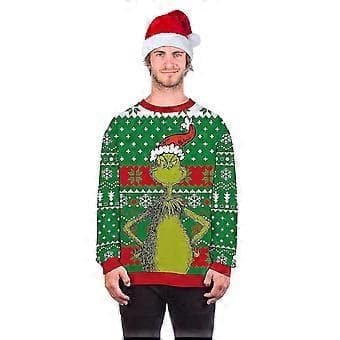 Langermet Grinch-genser for menn og kvinner, stygg julegenser