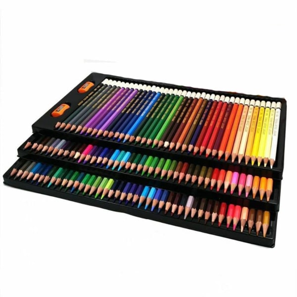 120 färgpennor med metalllåda med - Enkel åtkomst med 3 fack - perfekt set för artister, vuxna