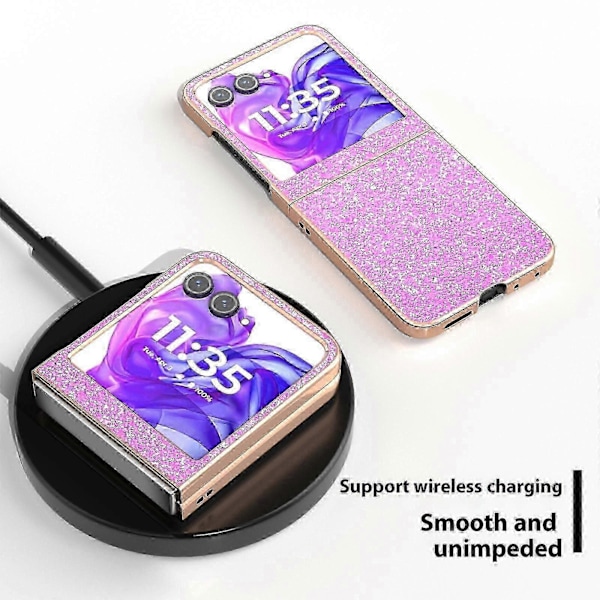 Motorola Razr 50 5g -puhelinkuori, galvanoidulla pinnoitteella, värillinen glitter-muotoilu, PU+TPU-suojakuori Barbie Pink