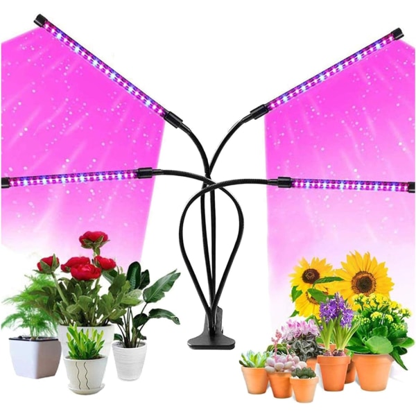 10 dimbara nivåer odlingslampor för inomhusväxter, fullspektrum LED-odlingslampor med stativ, höjdjusterbar odling (med 3 lägen timingfunktion)
